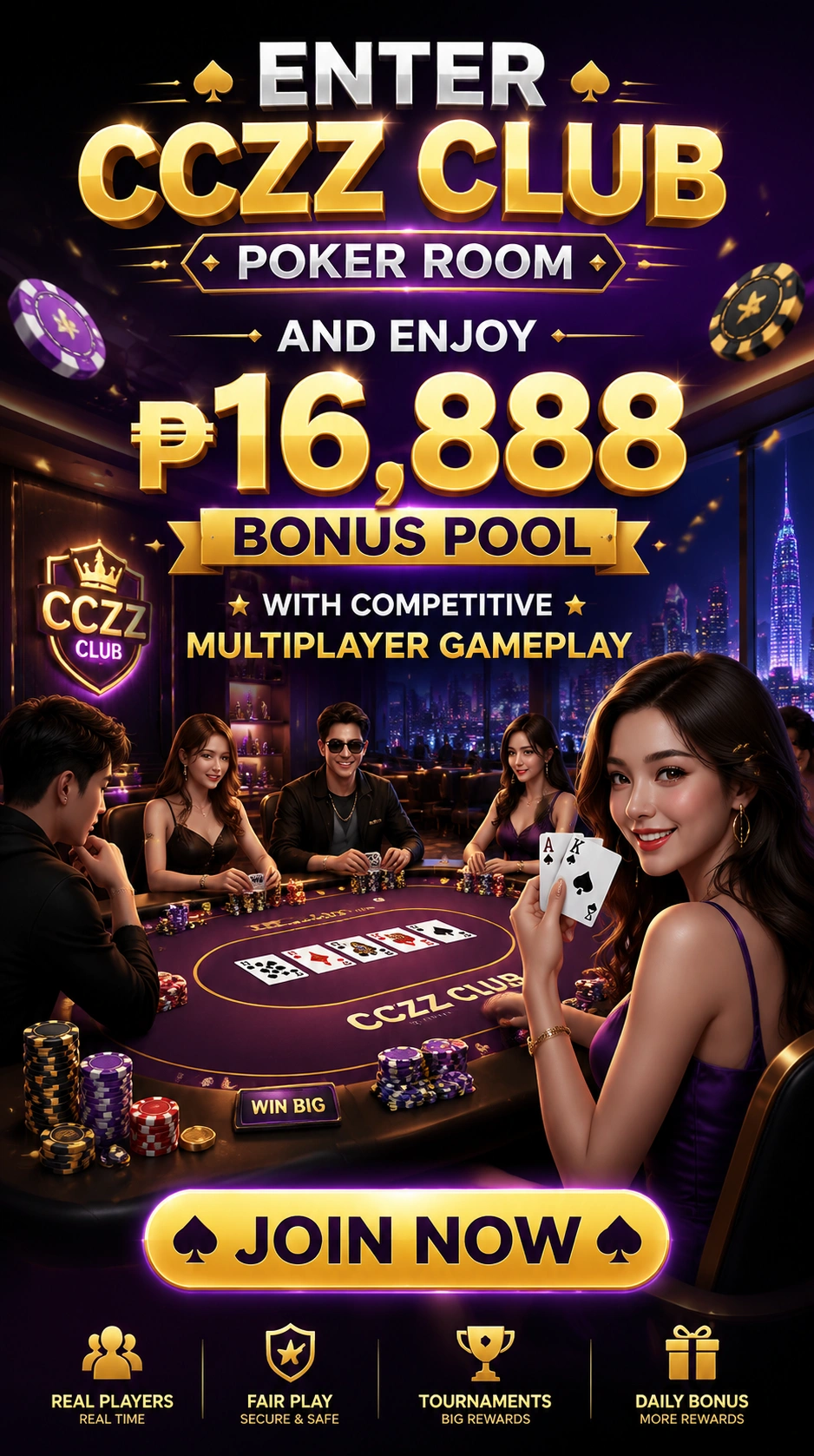 Online poker table interface for players in the Philippines
